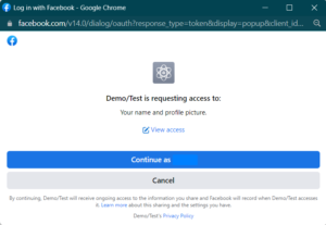 A preview of Log In pop-up